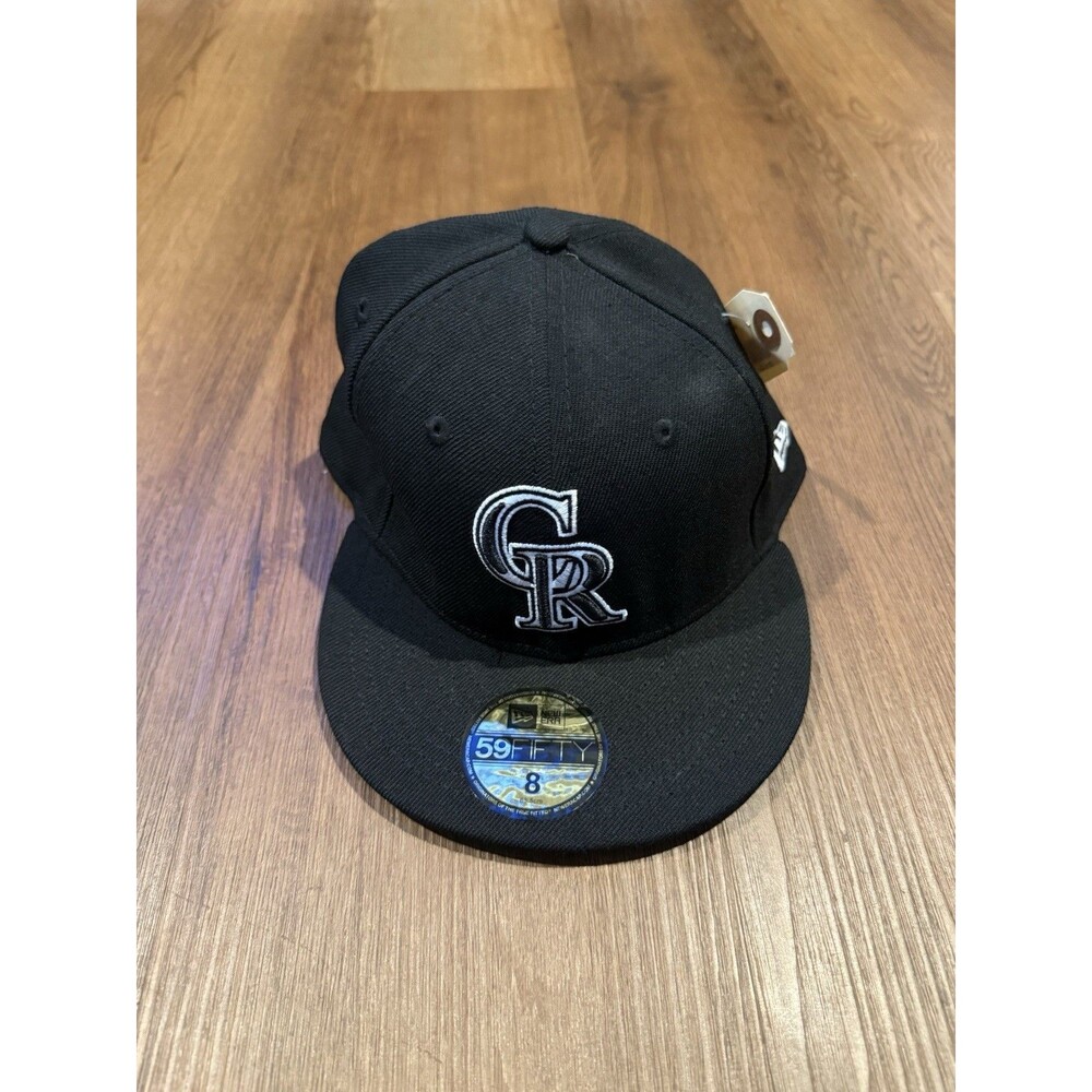 Colorado Rockies MLB Mens Black New Era Fitted Hat Cap NWT Size 8